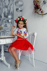 Вышитое яркое платье Лесная песня для девочки (OS-0042), 2 года, габардин
