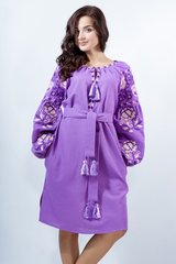 Фіолетова вишита сукня прямого силуету "Чарівність" для жінок (PL-045-066-D-prl), 40