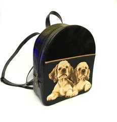 Молодежный рюкзак из натуральной кожи “Собачки” (AM-1024)