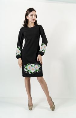 Трикотажне плаття з вишивкою Букет ромашок чорного кольору для жінок (PL-006-060-Tr), 42