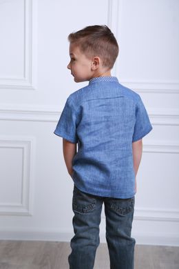 Вышиванка для мальчика джинс Параллель (SRd-451-105-L), 110, лен
