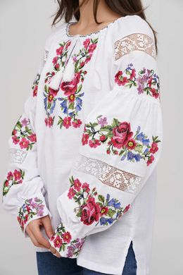 Вишиванка, жіноча вишивана блузка на домотканому полотні (GNM-02800), 40, домоткане полотно
