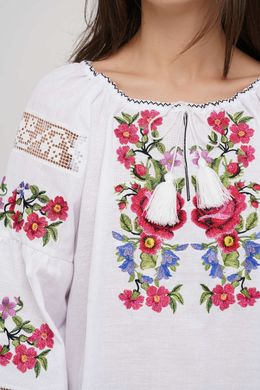 Вышиванка, женская вышитая блузка на домотканом полотне (GNM-02800), 40, домотканое полотно