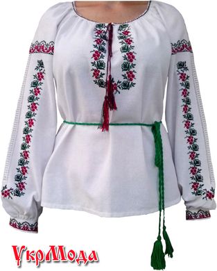 Вышитая женская сорочка Калина Красная - ручная вышивка (GNM-00317), 42, домотканое полотно