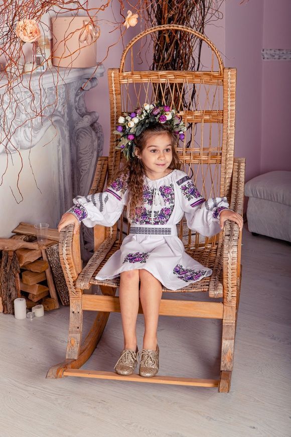 Вишите плаття Розкіш для дівчинки (OS-0239), 4 роки, домоткане полотно