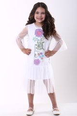 Вышитое платье для девочки "Цветочное" (PLd-116-082-Tr), 110