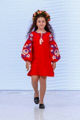 Вишите плаття червоного кольору для дівчинки "Левада" (PLd-119-178-L), 152