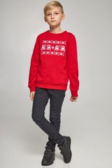 Рождественский красный свитшот для мальчиков с оленями (UKRS-6611X), 152, трикотаж
