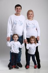 Сімейний комплект "Зимове свято" білий з блакитною вишивкою (КМs-500-201-Tr)