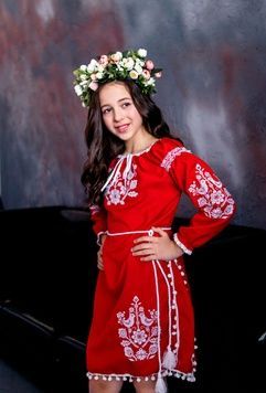 Вишите червоне яскраве плаття для дівчинки (OS-0041), 2 роки, габардин
