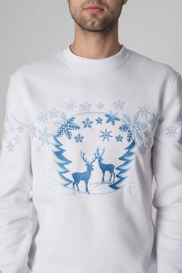Рождественский белый свитшот для мужчин с оленями (UKRS-9955), S, трикотаж