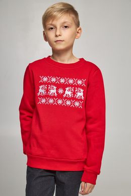 Рождественский красный свитшот для мальчиков с оленями (UKRS-6611X), 152, трикотаж