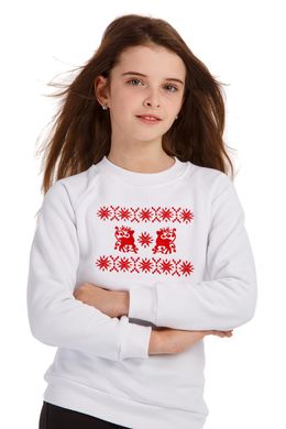 Рождественский белый свитшот для девочек с оленями (UKRS-6610), 110, трикотаж