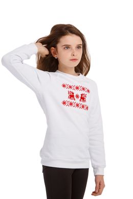 Різдвяний білий світшот для дівчаток з оленями (UKRS-6610), 110, трикотаж