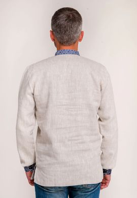Чоловіча сіра лляна сорочка з вишивкою (FM-0732), S, льон