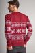 Різдвяний чоловічий бордовий светр з оленями (UKRS-9948), S, шерсть, акрил