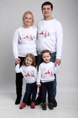 Семейный комплект "Зимний праздник" белый с красной вышивкой (КМs-500-201-Tr)
