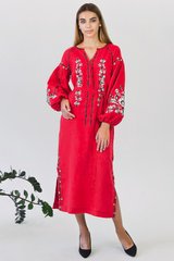 Жіноча вишита сукня Red 2 UKR-4189, XL, льон