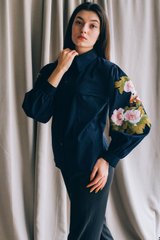 Вишита блуза з довгими рукавами для жінок (B-085-01), 40, льон