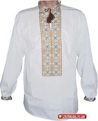 Вышитая сорочка мужская гуцульская "Пшеничное поле" - ручная вышивка (GNM-00224), 42, хлопок