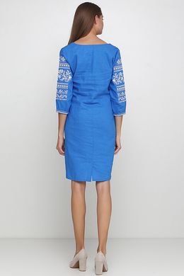 Платье вышитое женское голубое (М-1077-9), 42