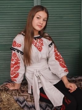 Неймовірно красива жіноча вишита блузка (gbv-47-01), 40, домоткане полотно, льон
