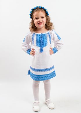 Витончене синьо-біле плаття "Українка" з геометричною вишивкою для дівчаток (PLs-167-520-О), 110