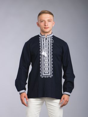 Неймовірно красива і стильна чоловіча сорочка з вишивкою (chsv-61-01), 40, льон