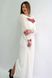 Длинное вышитое платье "Дыхание розы" из трикотажа молочного цвета для женщин (PL-009-061-Tr-mlk), 42