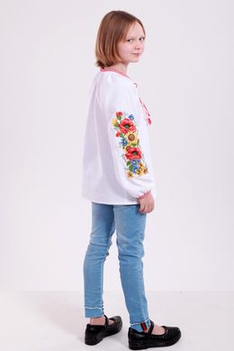 Вышитая рубашка для девочки "Украинский букет" (BLd-302-005-О), 110