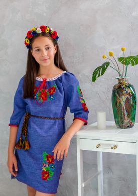Вышитое платье для девочки (OS-6077), 6 лет, габардин