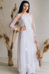 Вишита біла сукня жіноча (D-141-01), 40, тіар, євро-сітка, кружево