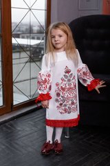 Вышитое детское белое платье (D-128-01-D), 26, тиар
