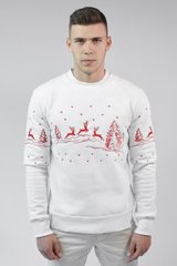 Рождественский белый свитшот для мужчин с оленями (UKRS-9917), S, трикотаж