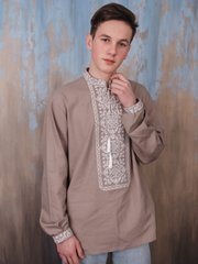 Красивая мужская вышитая рубашка с длинными рукавами (chsv-109-01), 26, лен