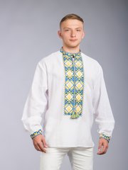 Невероятно красивая и стильная мужская рубашка белого цвета (chsv-63-01), 40, лен