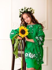 Вишите зелене плаття Бохо для дівчинки (OS-0052), 5 лет, габардин