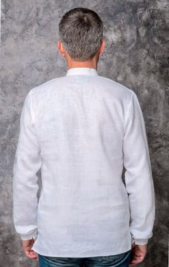 Чоловіча біла сорочка з білою вишивкою (FM-0734), S, льон