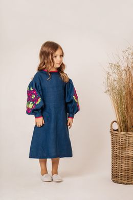 Платье детское Мальва малиновая (SVR-7728), 152, лен