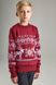 Вязаный бордовый с оленями свитер для мальчика (UKRS-6622), 122, шерсть, акрил