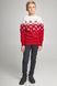 Вязаный красный свитер Снежинки для мальчика (UKRS-6625), 122, шерсть, акрил