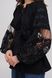 Жіноча вишивана блузка вишита чорними нитками на чорному домотканому полотні (GNM-02614), 40, домоткане полотно