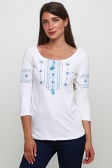 Женская белая вышитая крестиком футболка (М-711-8), S