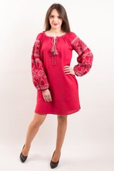 Этно-платье с вышивкой "Роскошь" цвета вишни для женщин (PL-035-150-D-chr2), 40