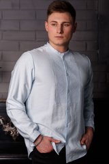 Мужская вышитая рубашка с длинными рукавами (S-102-01), 40, лен