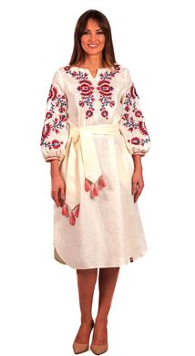 Жіноча лляна біла сукня з вишивкою (FM-5025), XS, льон