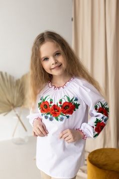 Вишиванка для дівчинки "Макове поле" (mrg-rd222-8888), 8, поплін