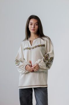 ВИШИВАНКА ЖІНОЧА "БАТЬКІВСЬКИЙ ДАР" (DBRBL-43-b-gr), 42, льон+котон