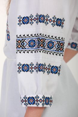 Вышиванка женская белая с длинным рукавом (GNM-02325), 38, домотканое полотно