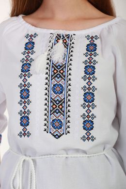 Вышиванка женская белая с длинным рукавом (GNM-02325), 38, домотканое полотно